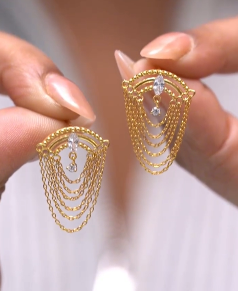 Egyptian Marquise Chain Earrings