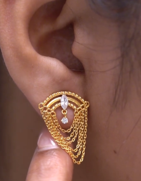 Egyptian Marquise Chain Earrings