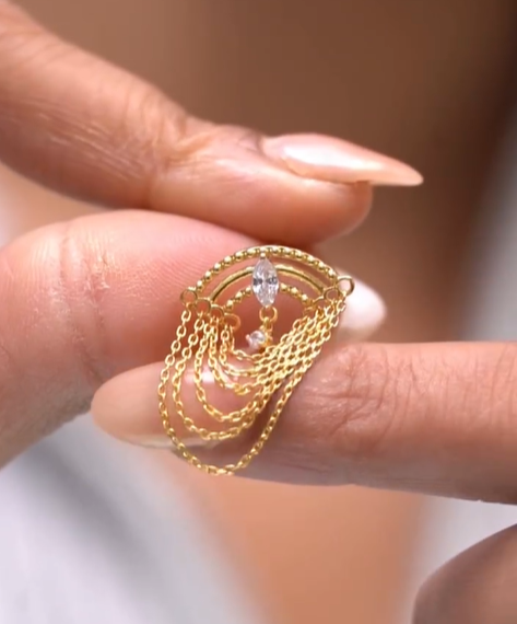 Egyptian Marquise Chain Earrings