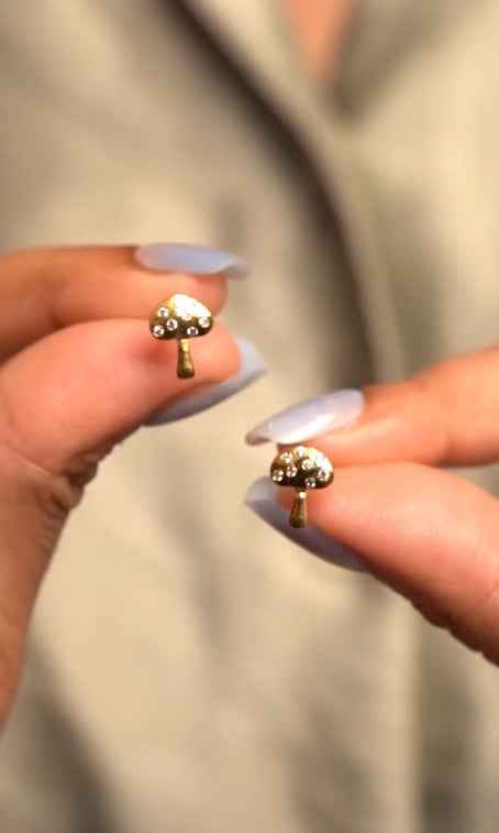 Diamond Mushroom Earrings