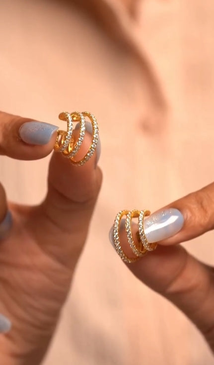 Tripple layer diamond conch Earrings