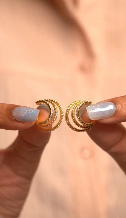 Tripple layer diamond conch Earrings