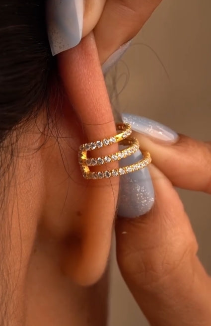 Tripple layer diamond conch Earrings