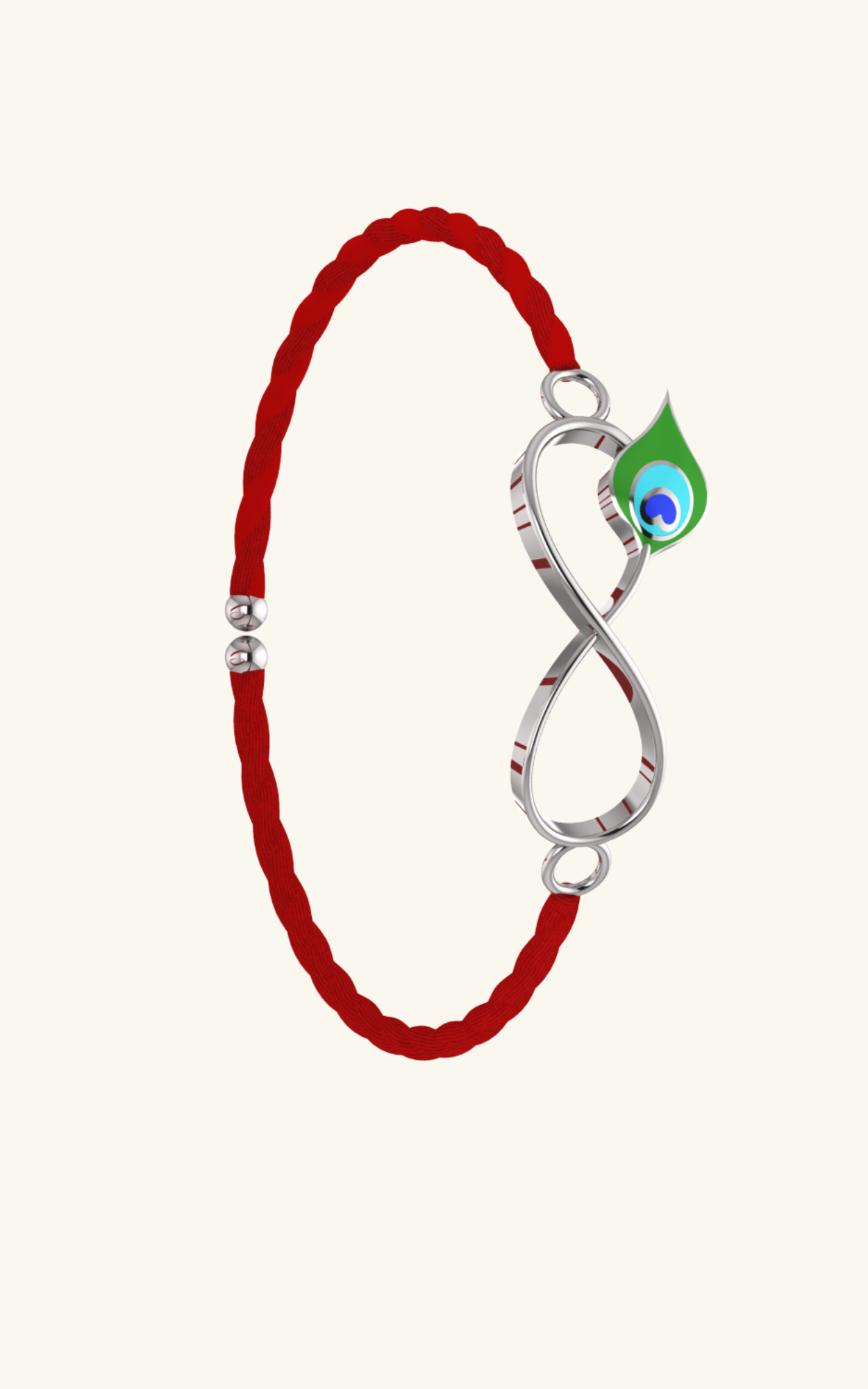 Silver Peacock Feather Rakhi