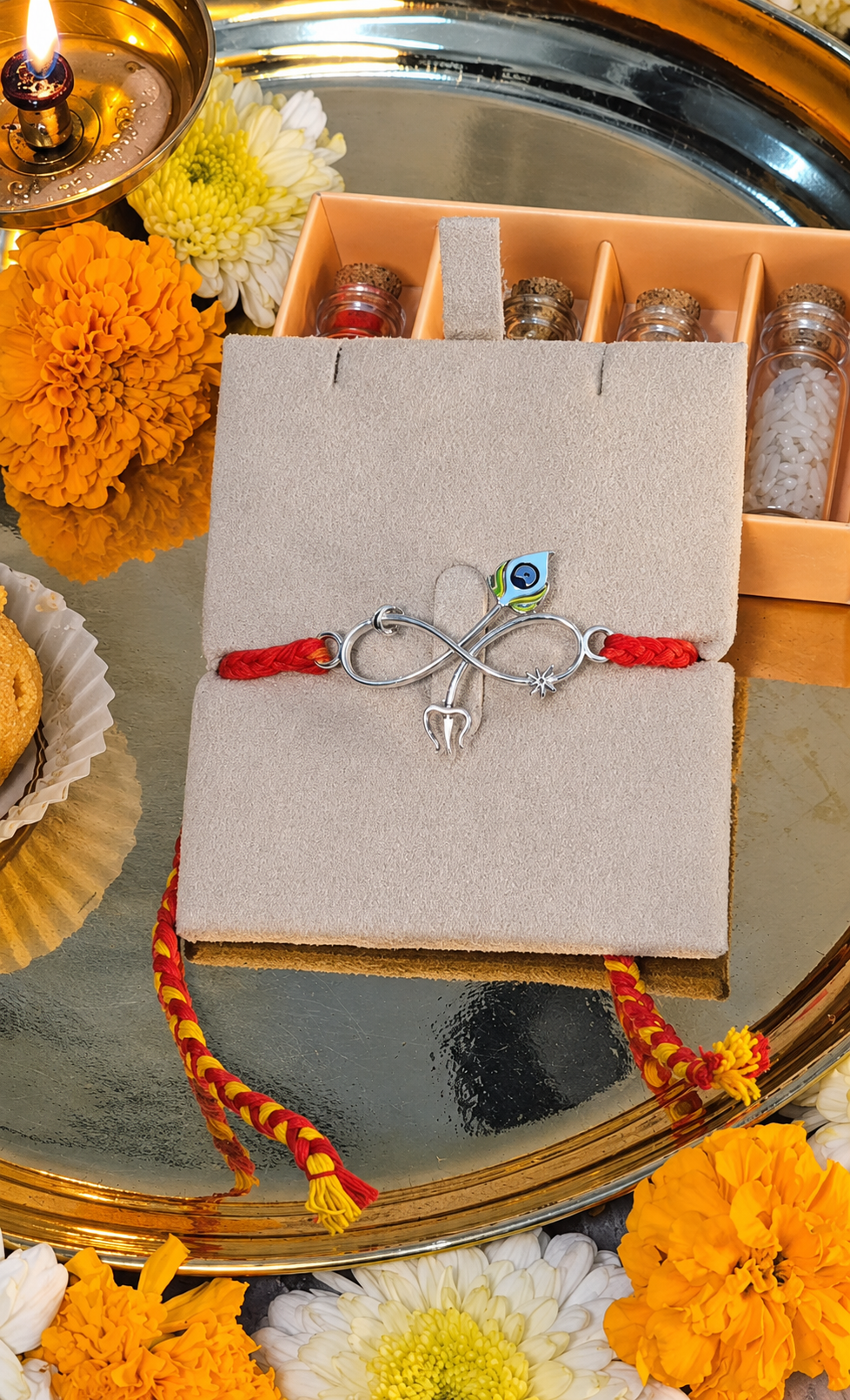 Silver Krishna Trishul Rakhi