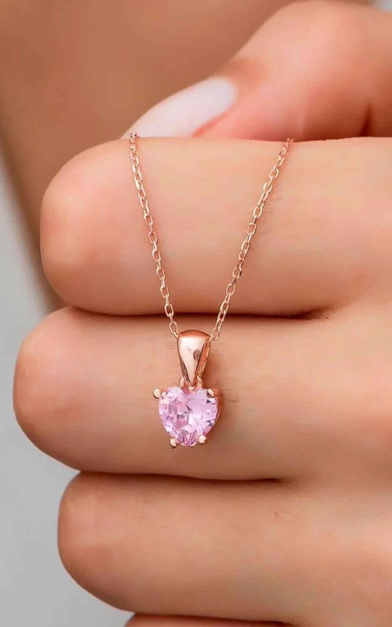 Solitaire Pink Heart Necklace