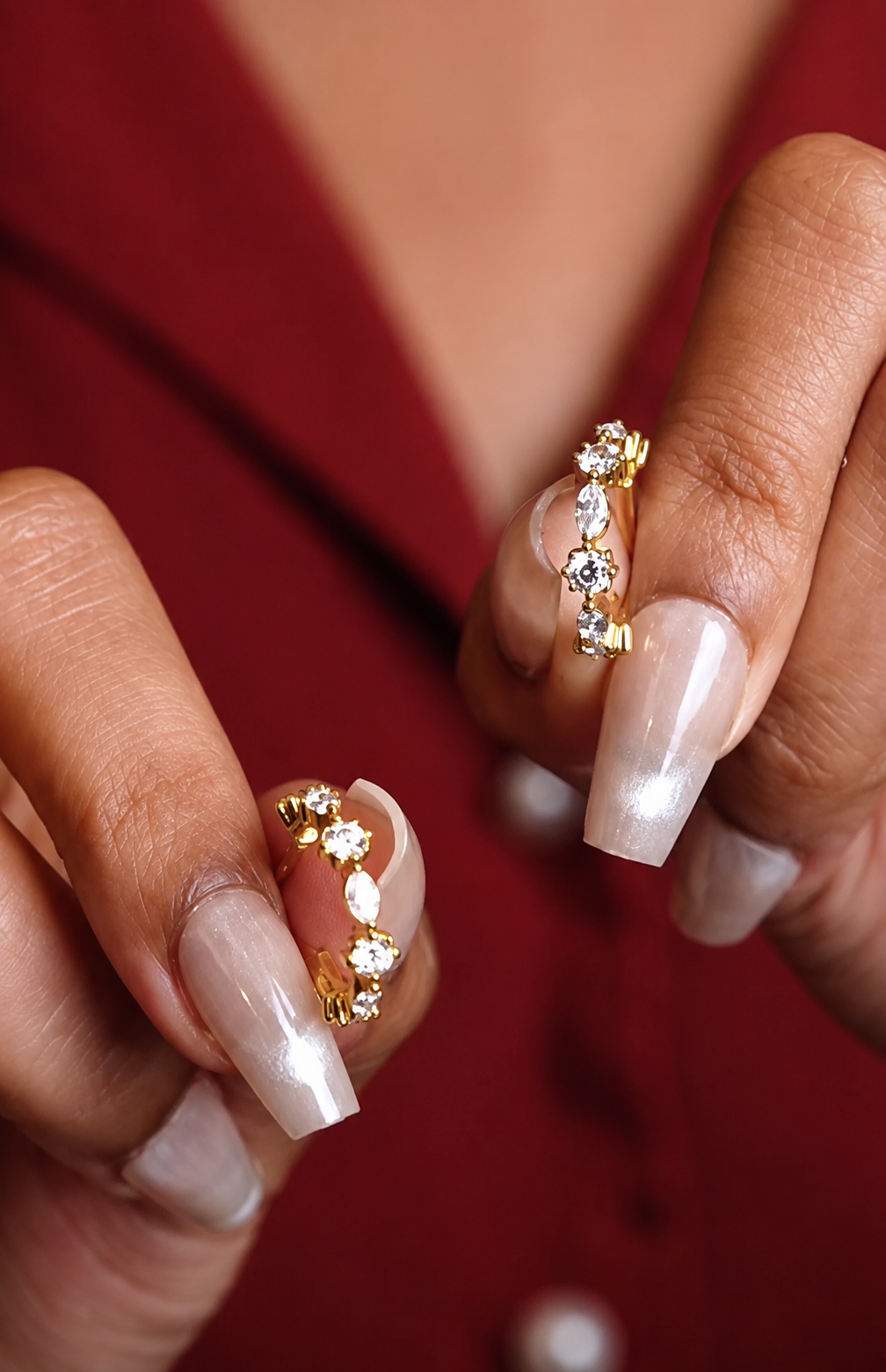Solitaire Marquis Hoop Earrings