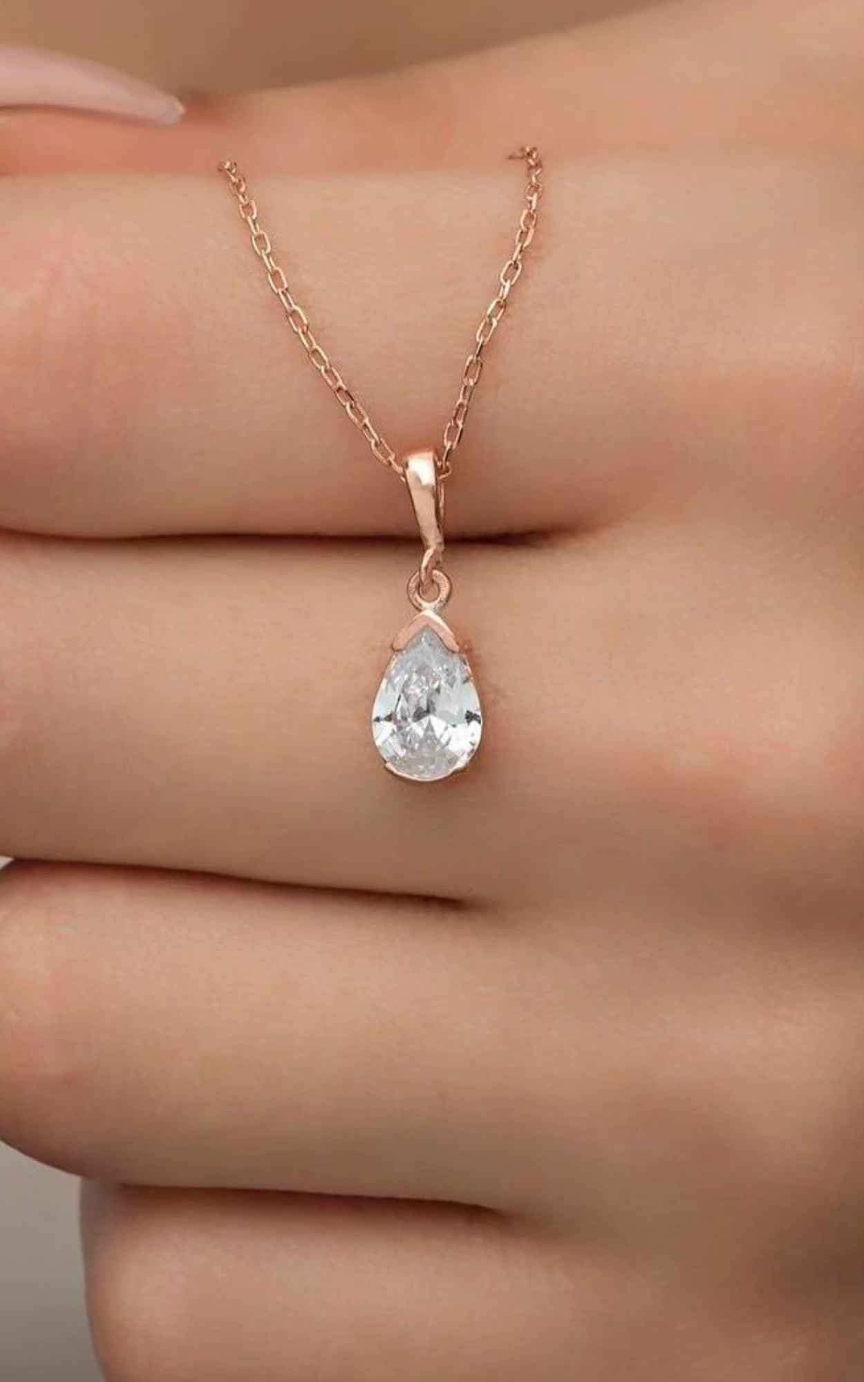 Pear Cut Solitaire Necklace
