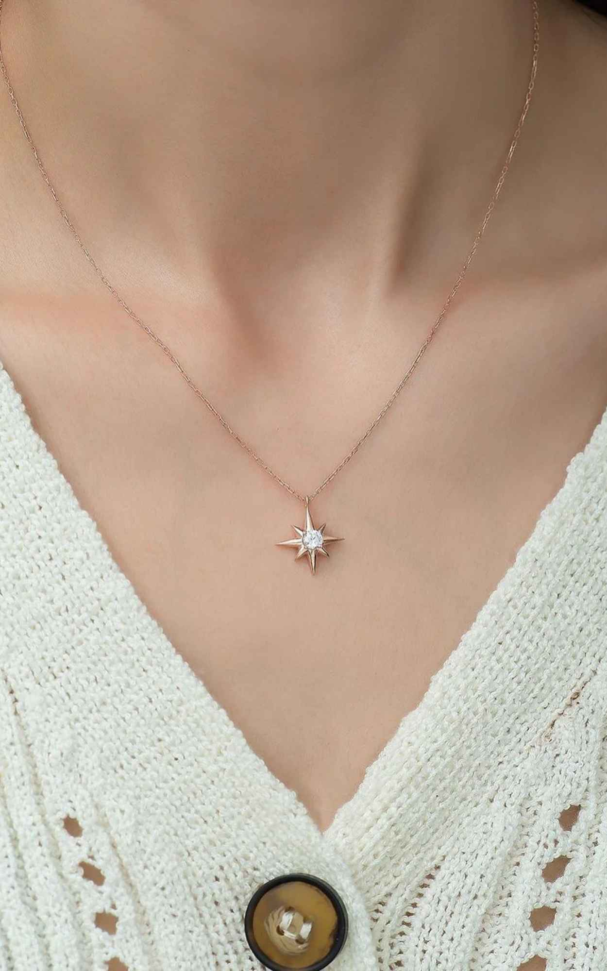 Solitaire Star Necklace