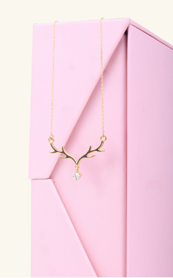Solitaire Drop Antler Necklace