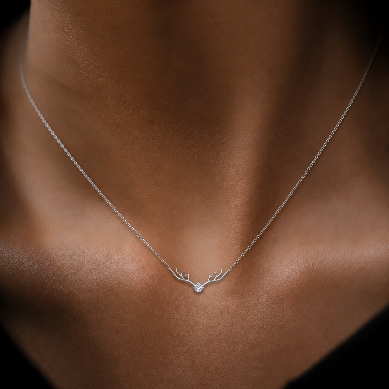 Solitaire Antler Necklace