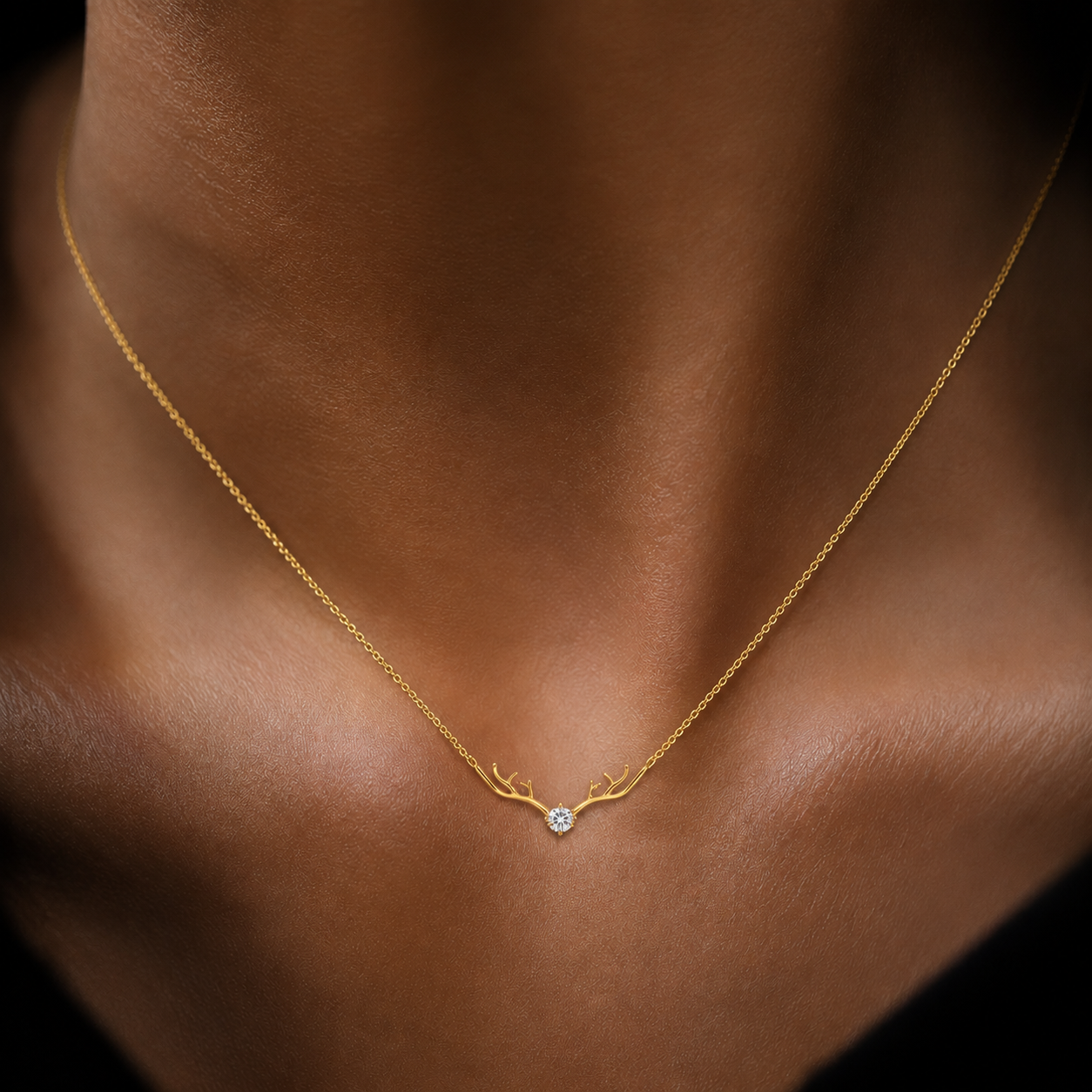 Solitaire Antler Necklace