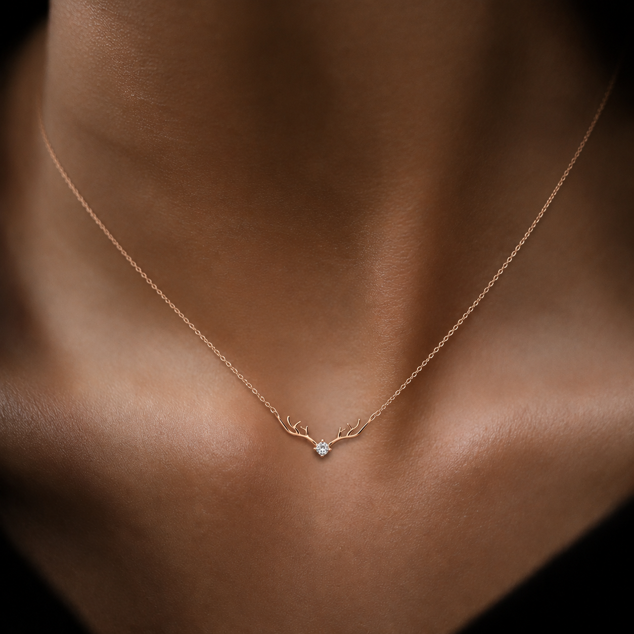 Solitaire Antler Necklace