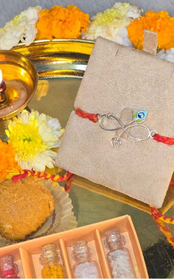 Silver Krishna Trishul Rakhi