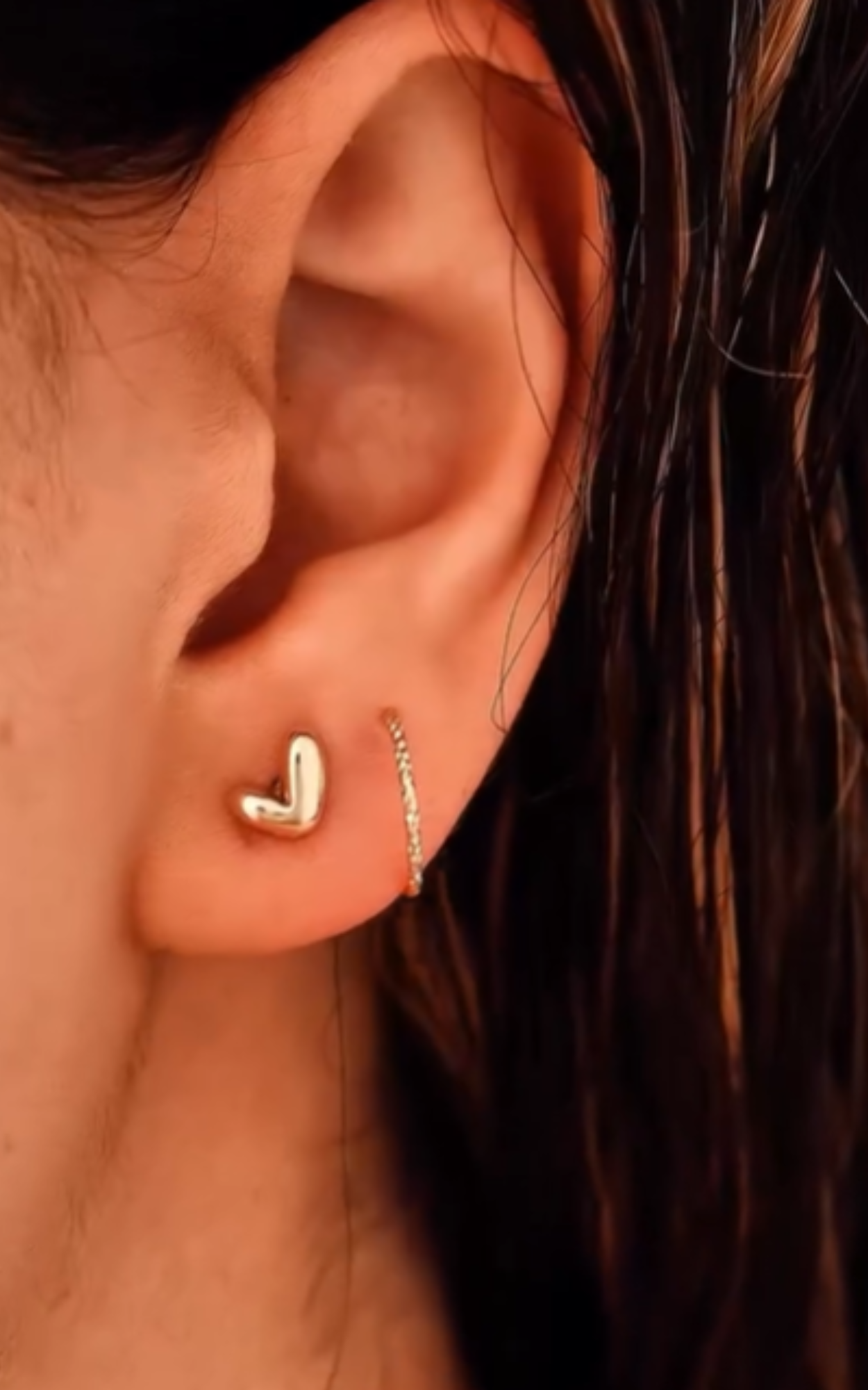 Twisted Cashew Heart Cuff Earrings