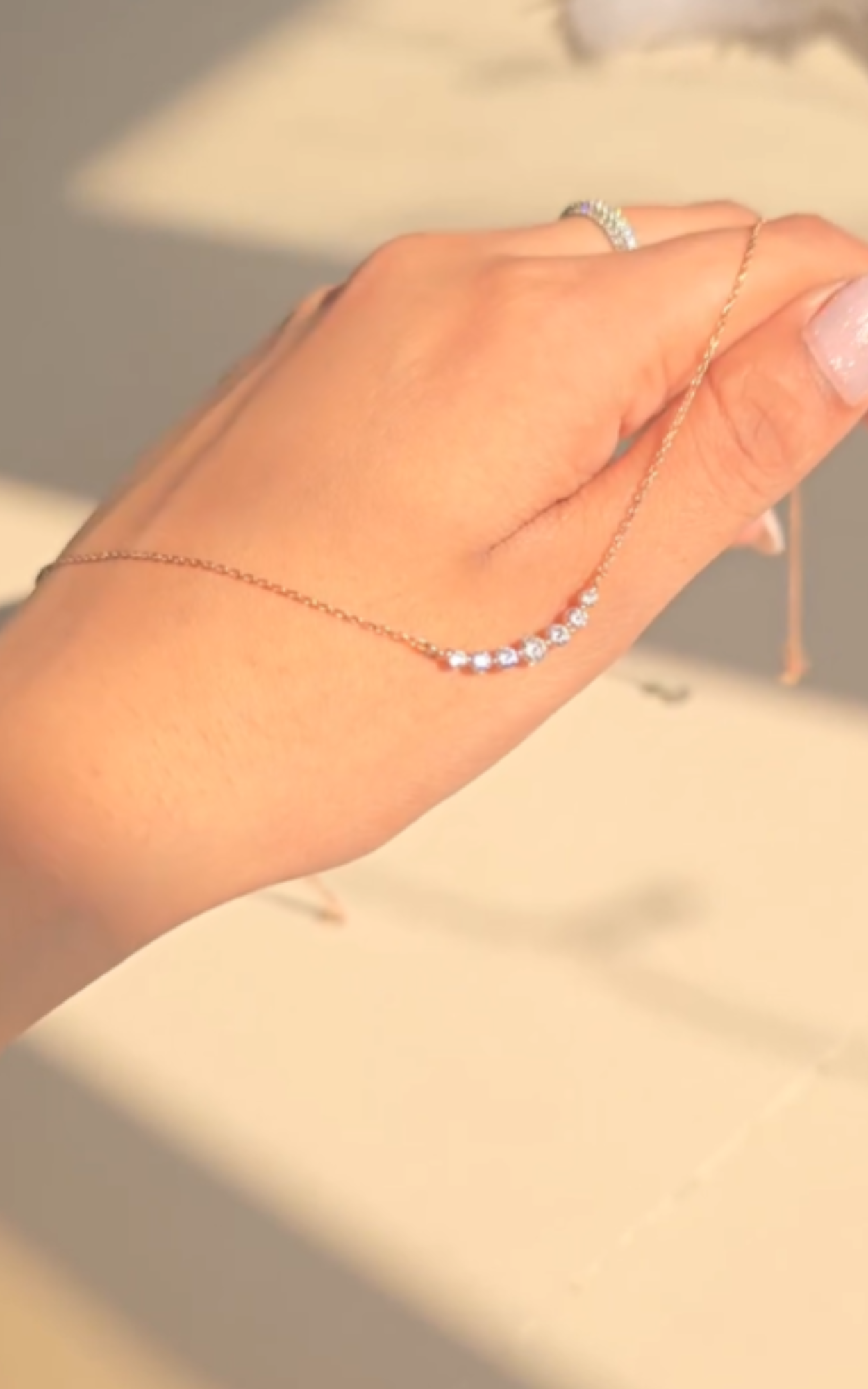Sleek Diamond Curve Necklace