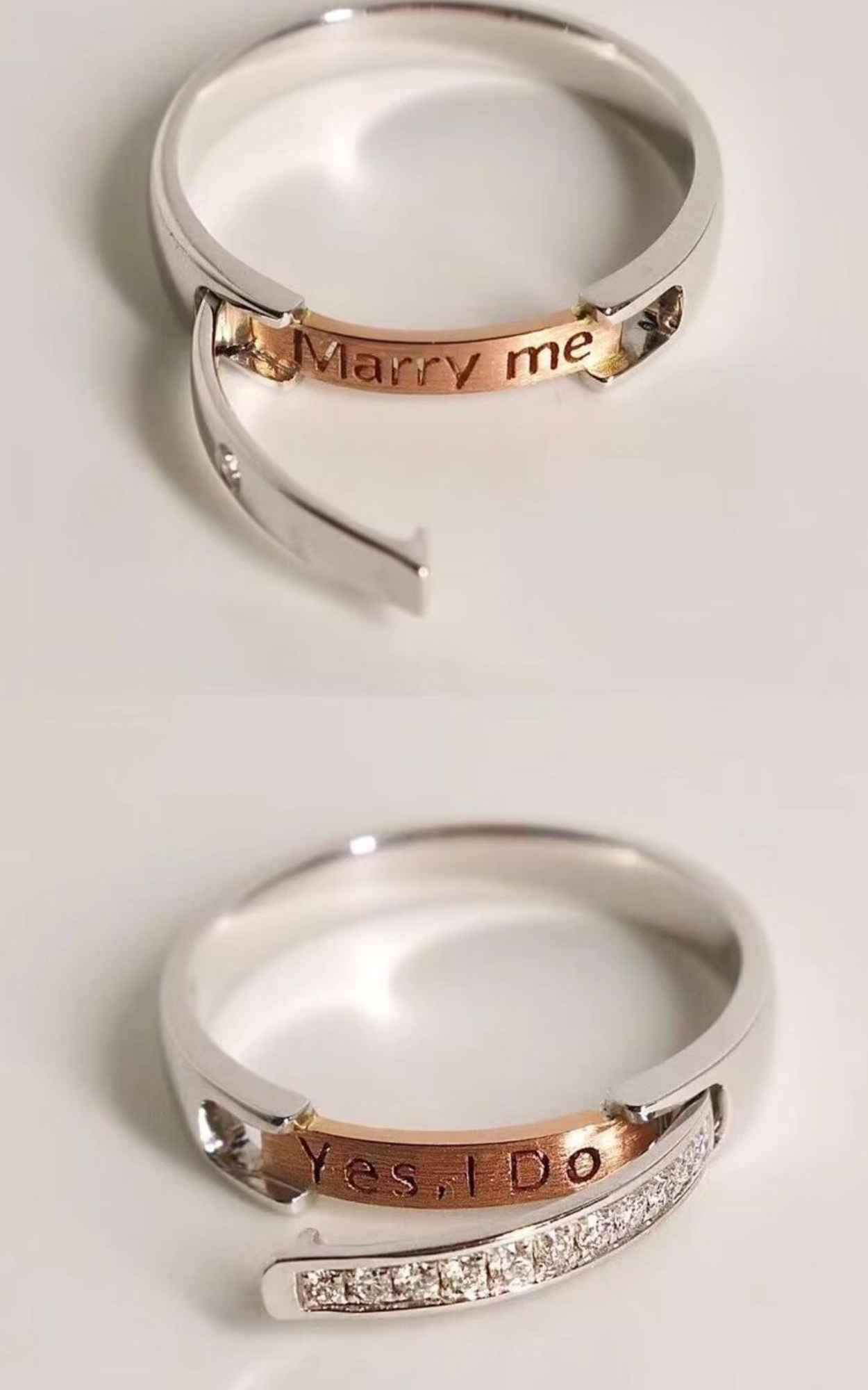 Hidden Message Couple Rings