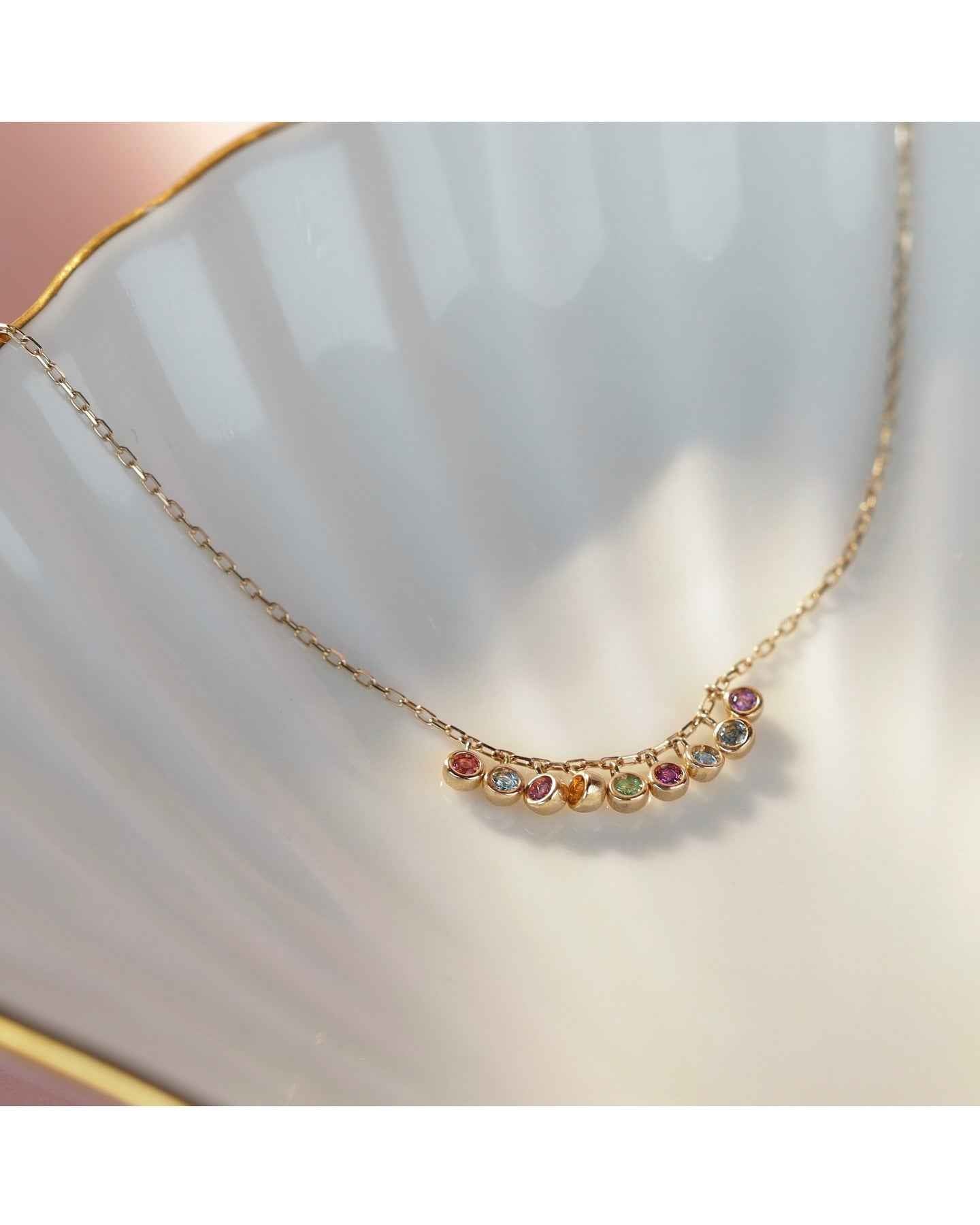 925Silver Multicolor bezel set Diamond Necklace