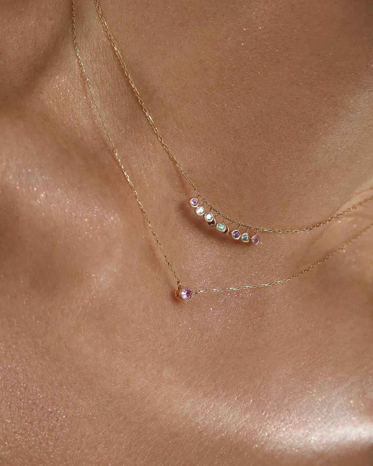 925Silver Multicolor bezel set Diamond Necklace