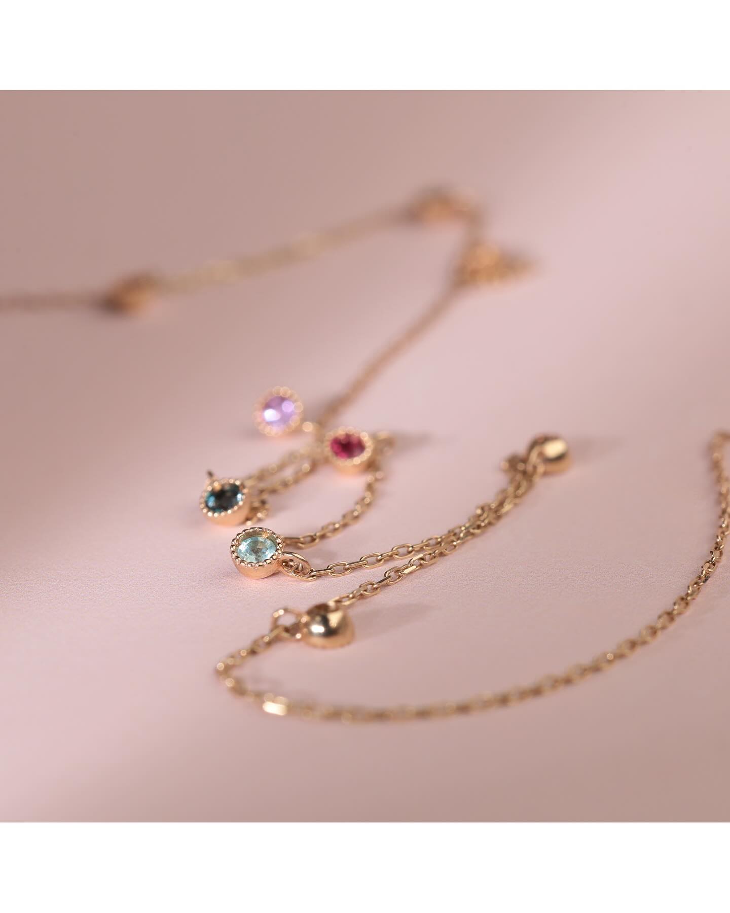 925Silver Multicolor Besel set station necklace