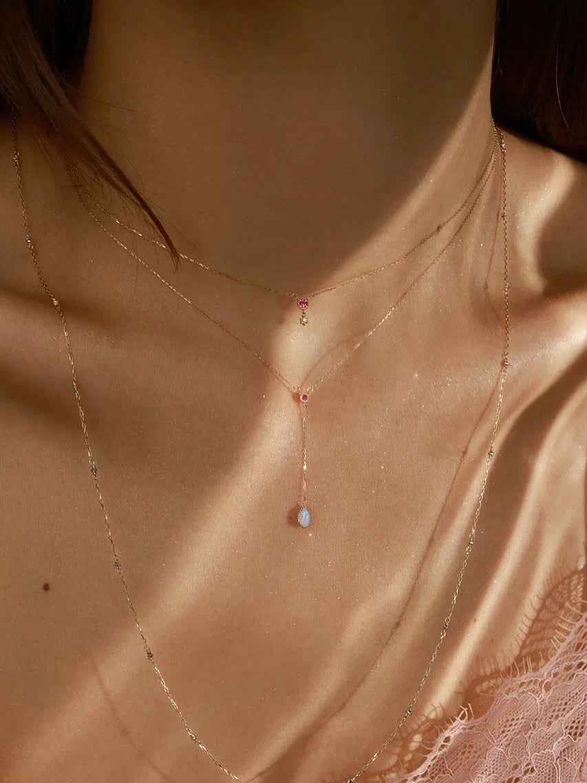 Pearl Drop Pink Gemstone Necklace