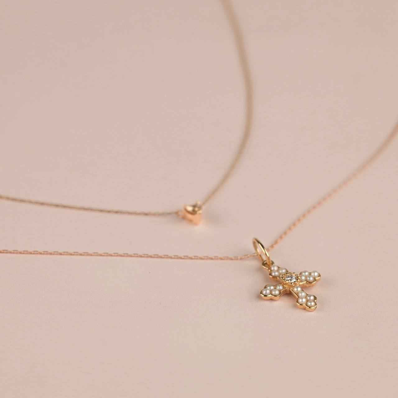 925Silver Pearl Cross necklace