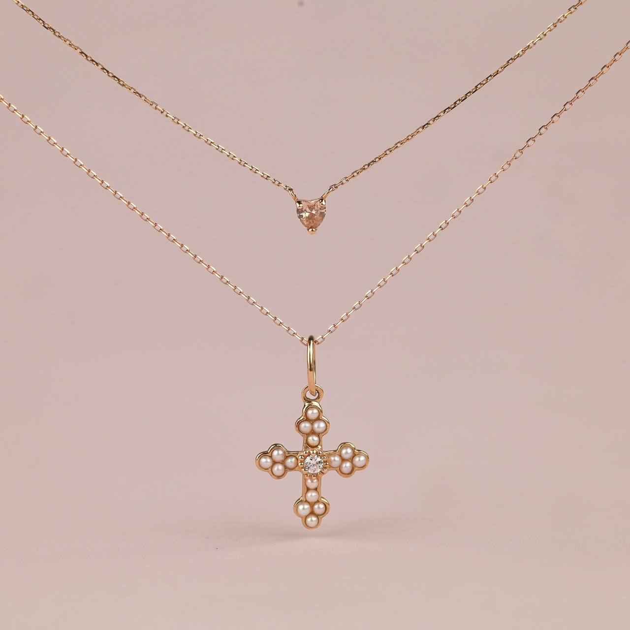 925Silver Pearl Cross necklace