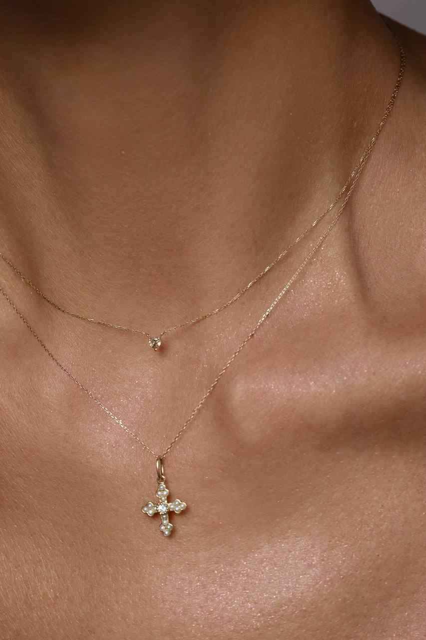 925Silver Pearl Cross necklace