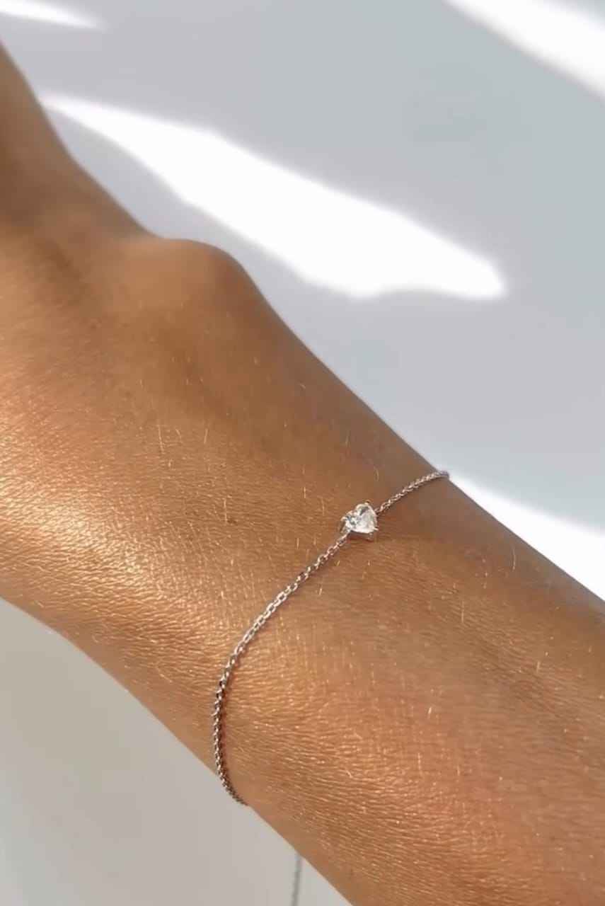 925Silver Solitaire Heart Bracelet