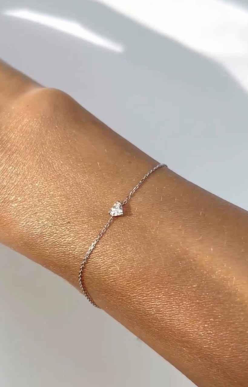 925Silver Solitaire Heart Bracelet