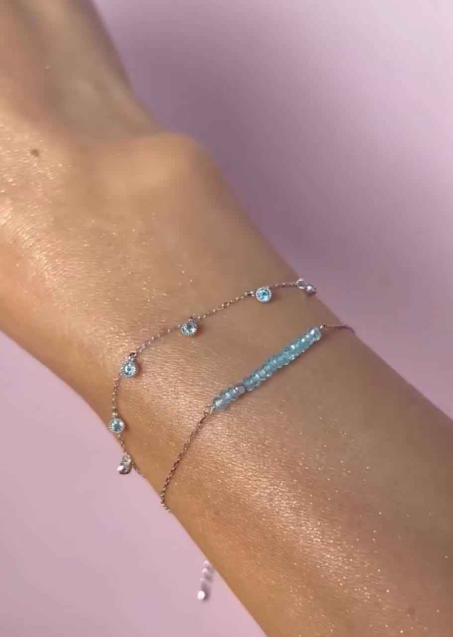 925Silver Aquamarine station Bracelet