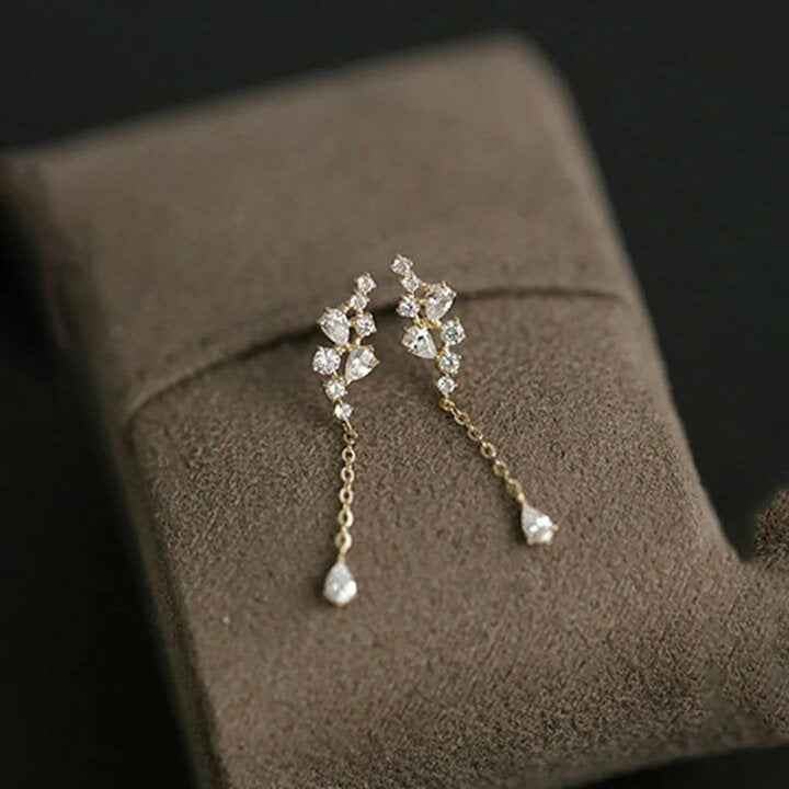 925Silver Pear Drop Diamond Earrings