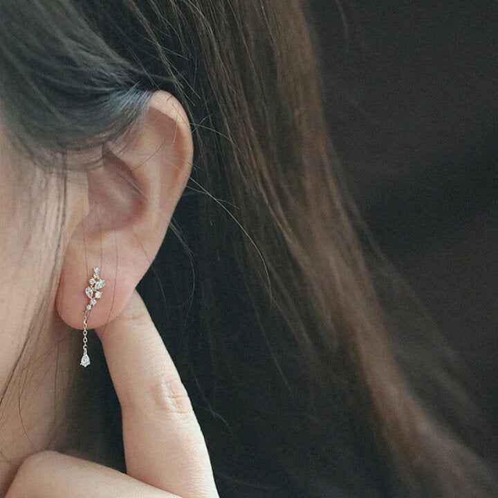 925Silver Pear Drop Diamond Earrings