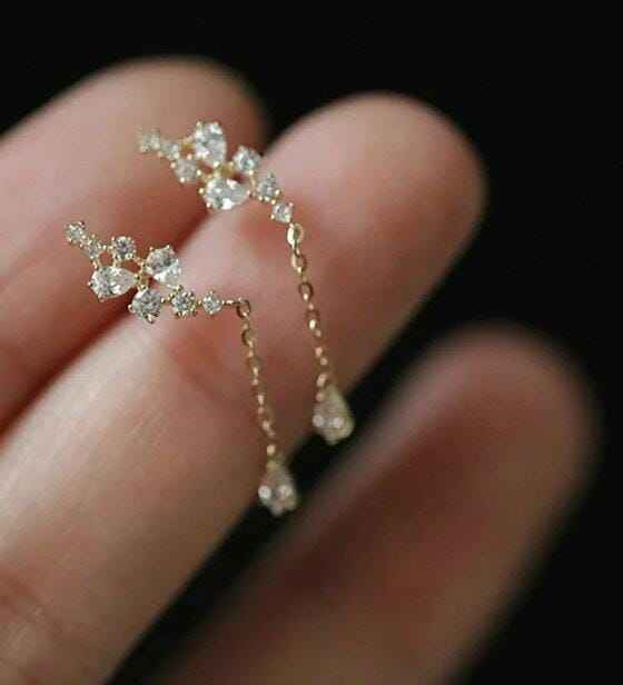 925Silver Pear Drop Diamond Earrings