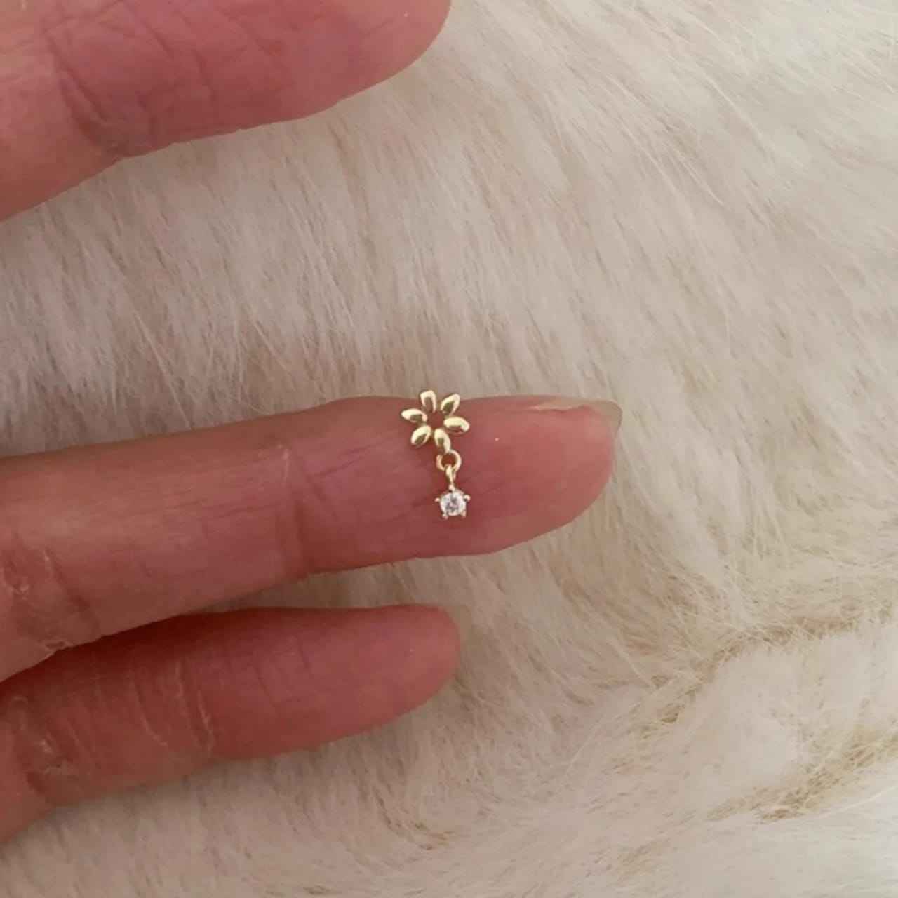 925Silver Diamond Drop Flower Earrings