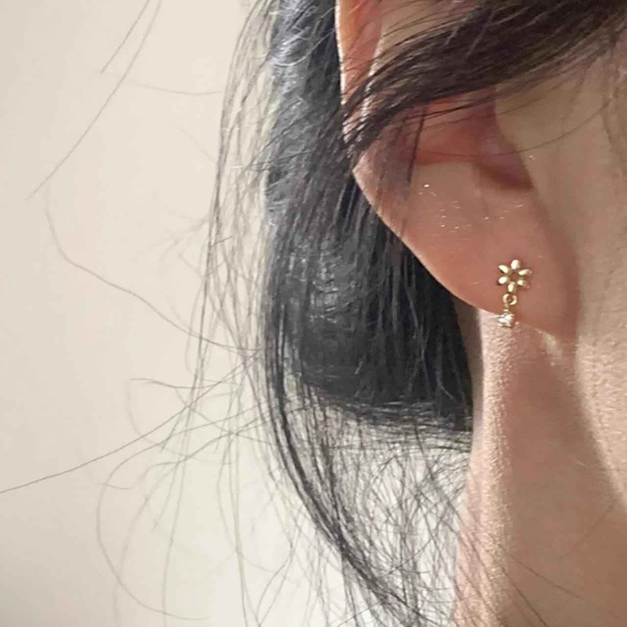 925Silver Diamond Drop Flower Earrings