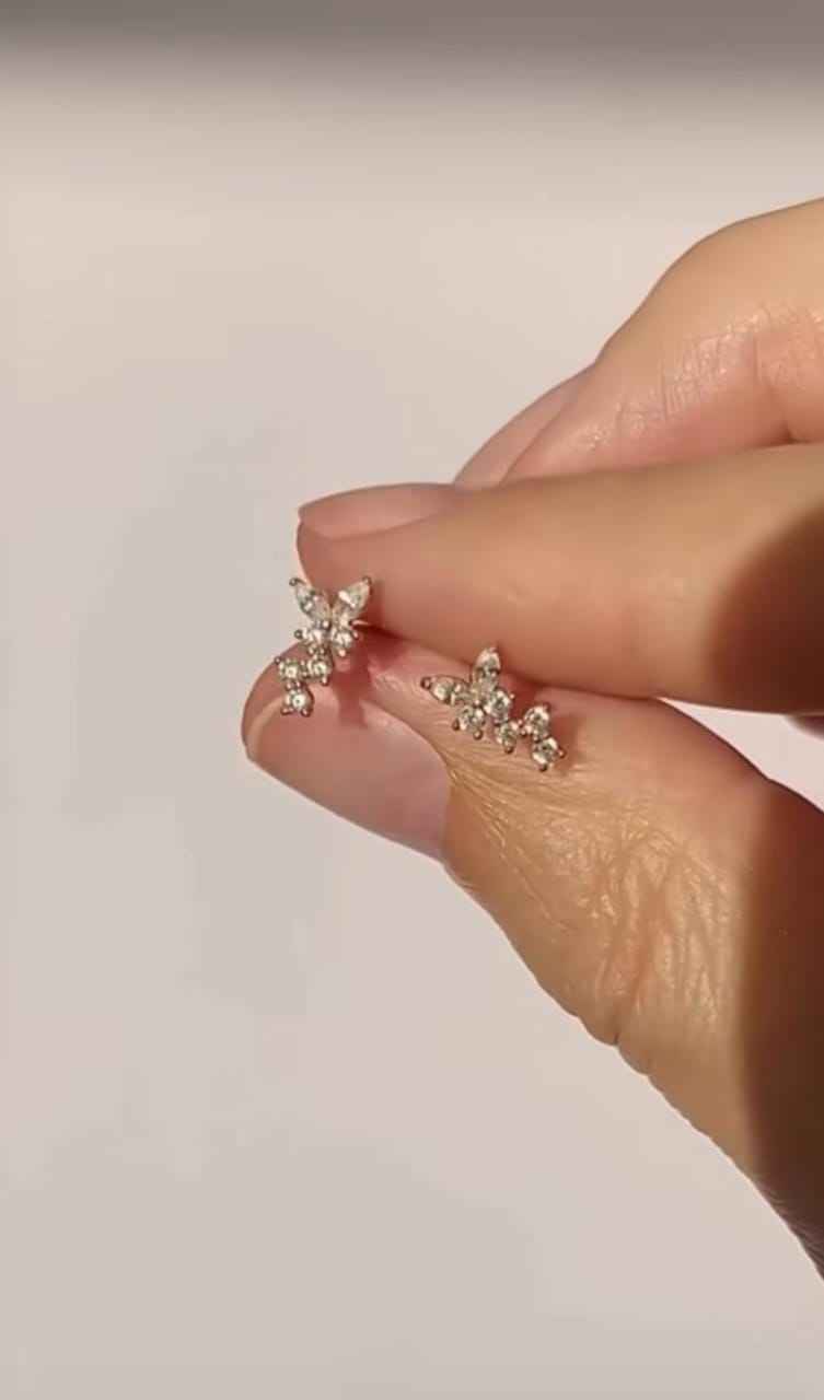925Silver Butterfly Diamond Earrings
