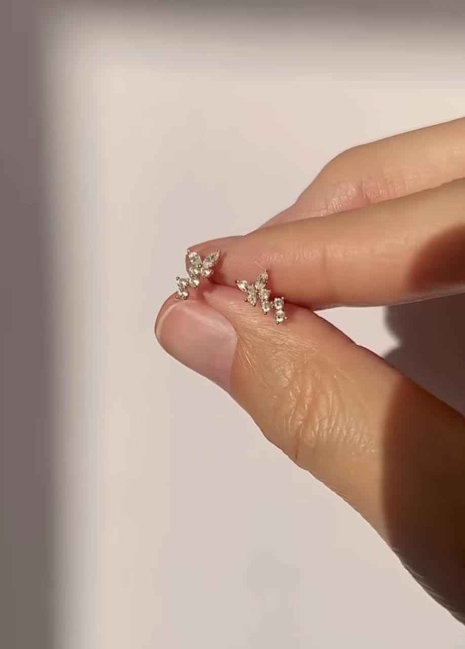 925Silver Butterfly Diamond Earrings