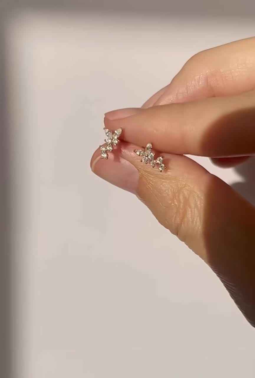 925Silver Butterfly Diamond Earrings