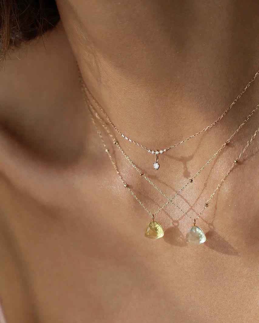 925Silver Diamond Drop Curve necklace