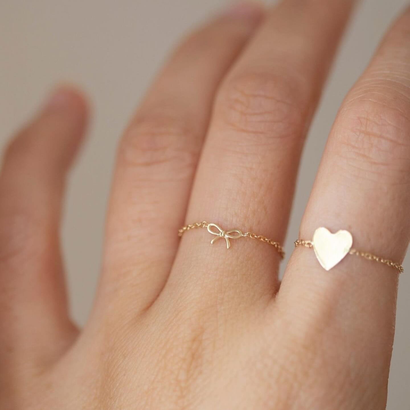 Cute Mini Bow Chain Ring