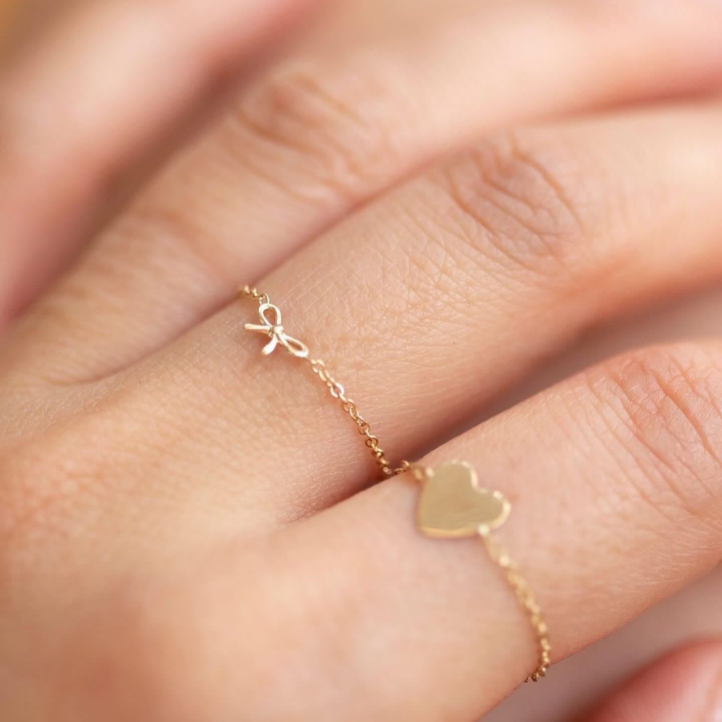 Cute Mini Bow Chain Ring