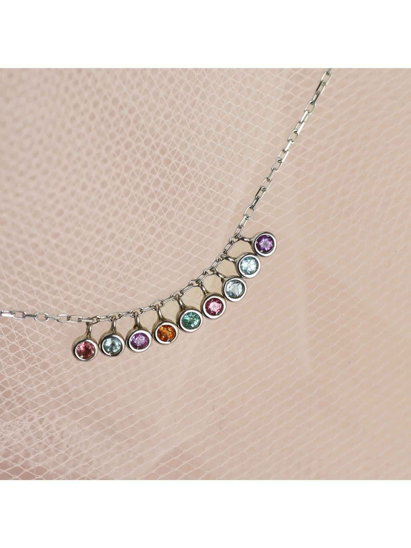 925Silver Multicolor bezel set Diamond Necklace