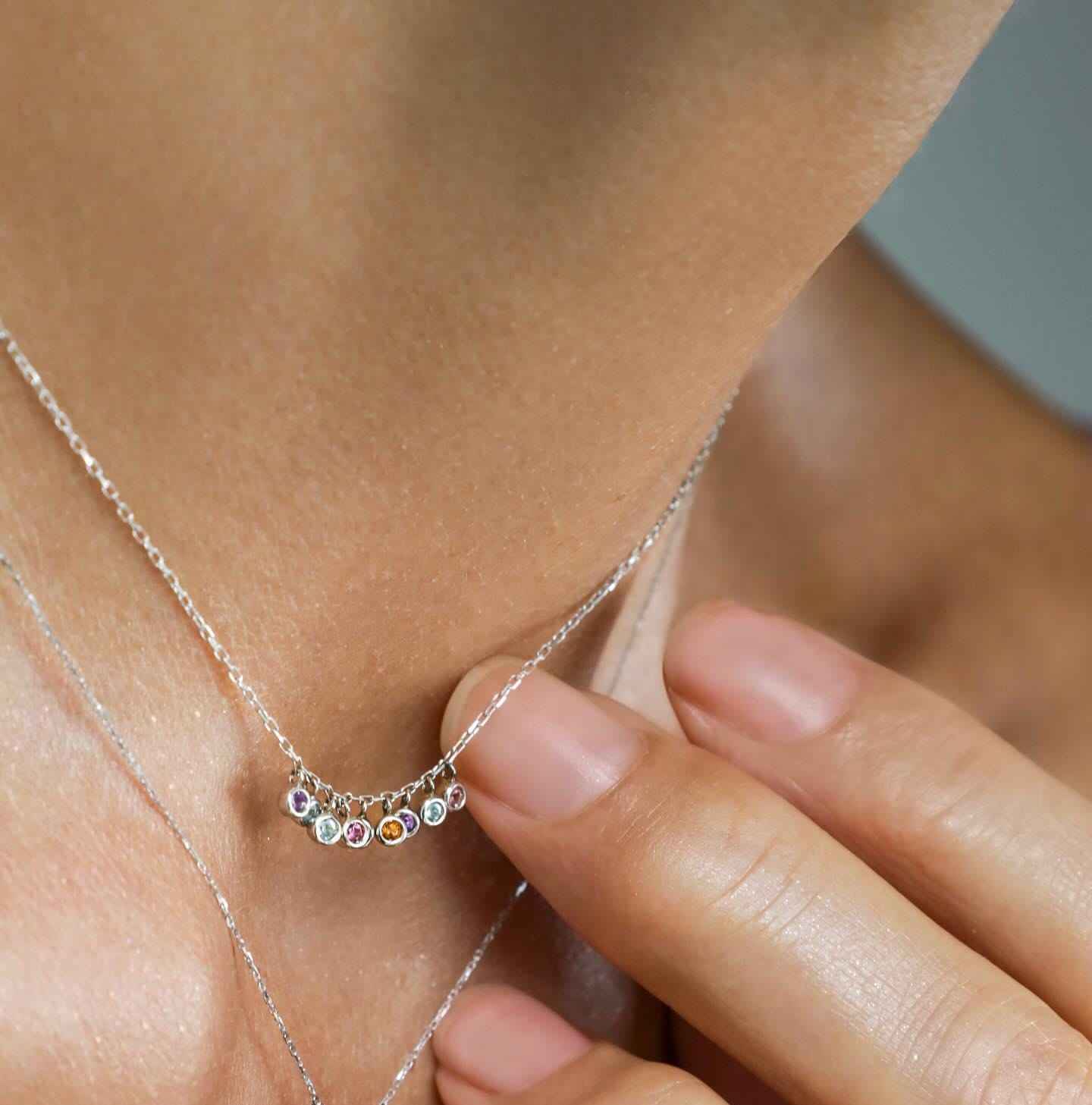 925Silver Multicolor bezel set Diamond Necklace