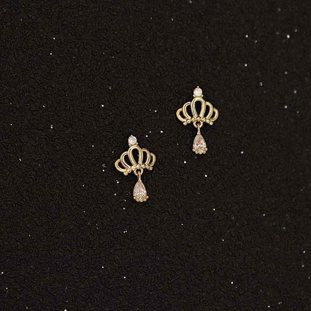 925Silver Pear Drop Crown Earrings