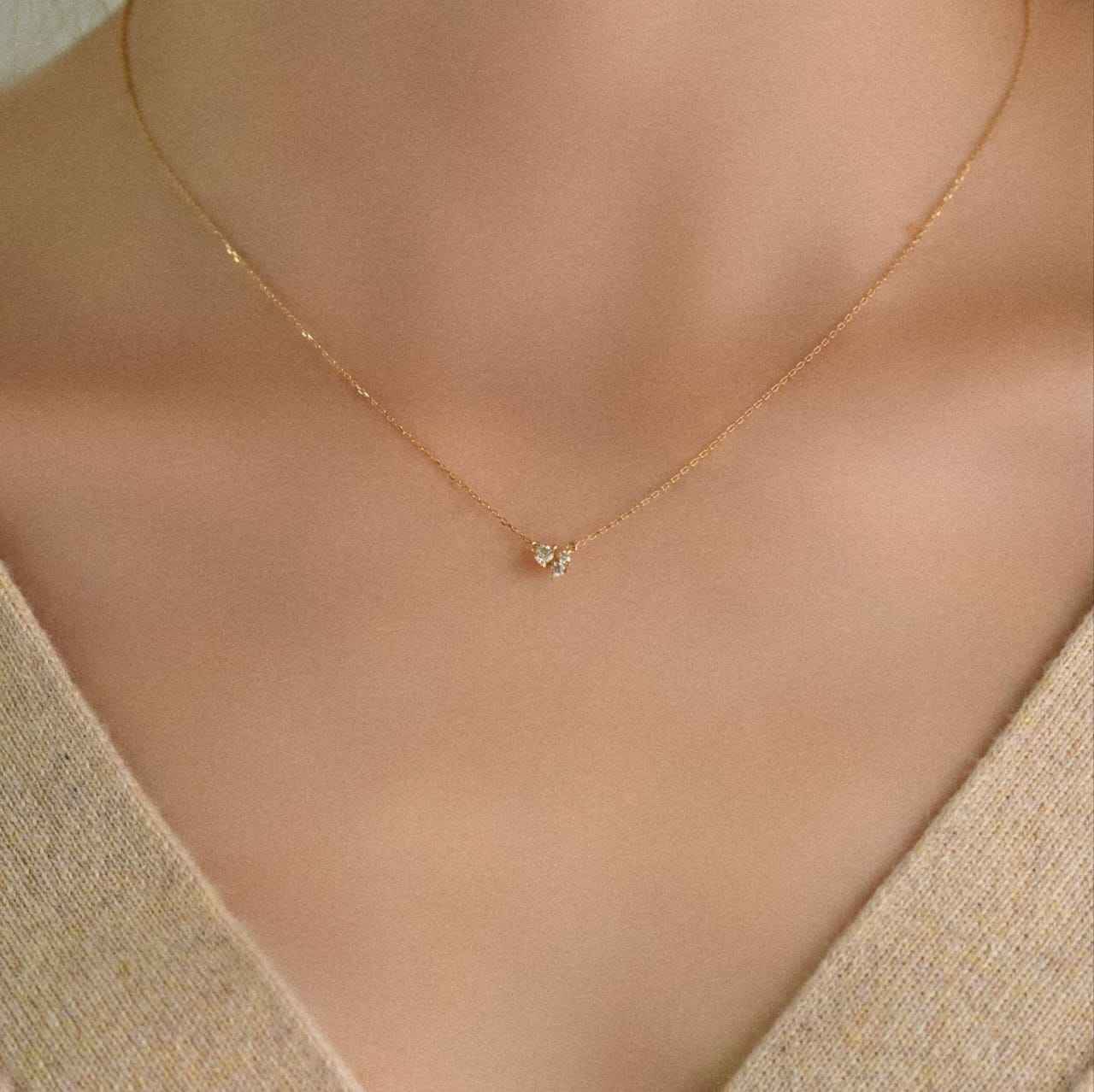925Silver 3 asymmetrical Diamond necklace