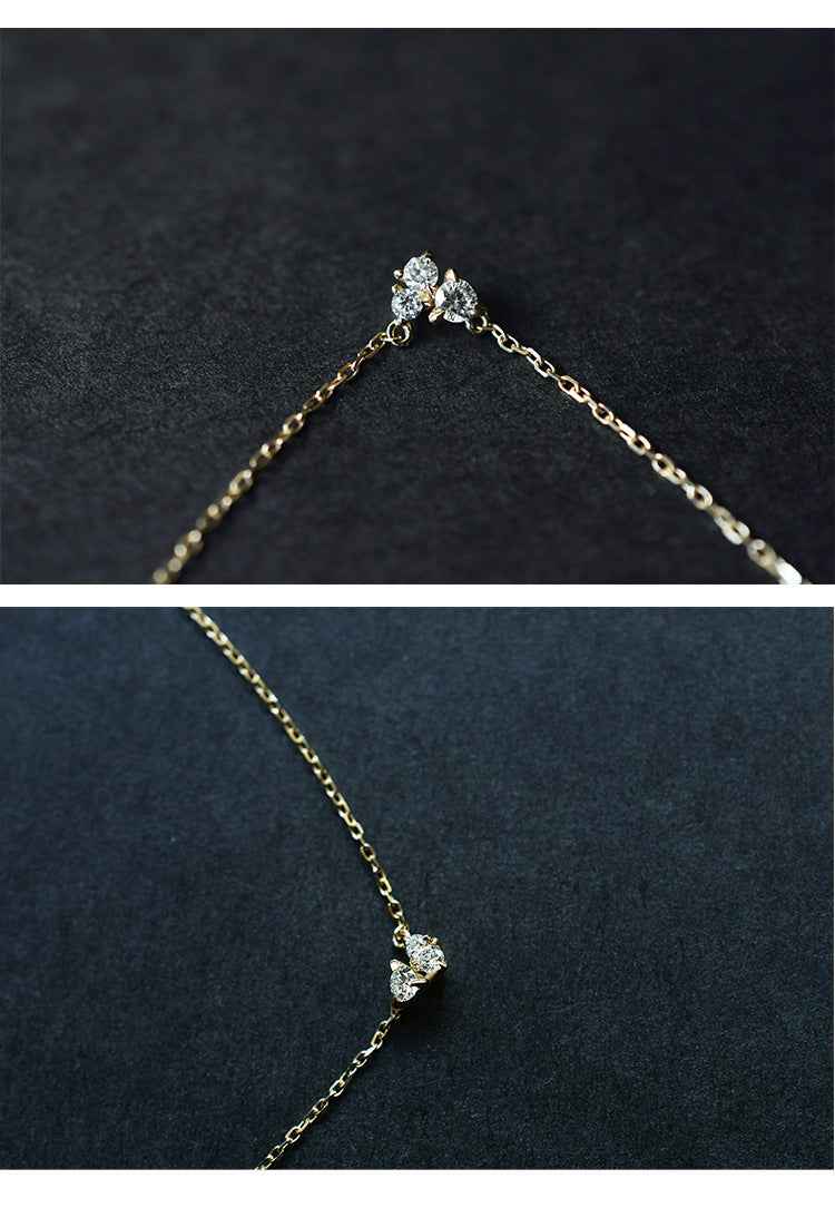 925Silver 3 asymmetrical Diamond necklace