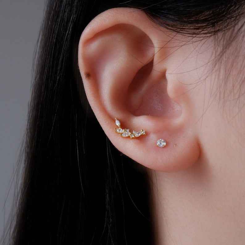 925Silver Marquise Curve Earrings