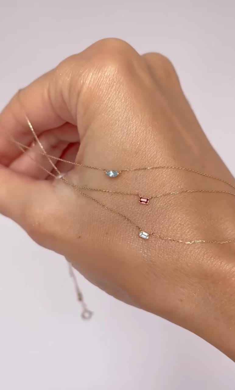 925Silver Dainty Baguette necklaces