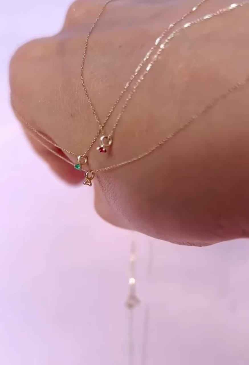 925Silver Gemstone Mini ring necklaces